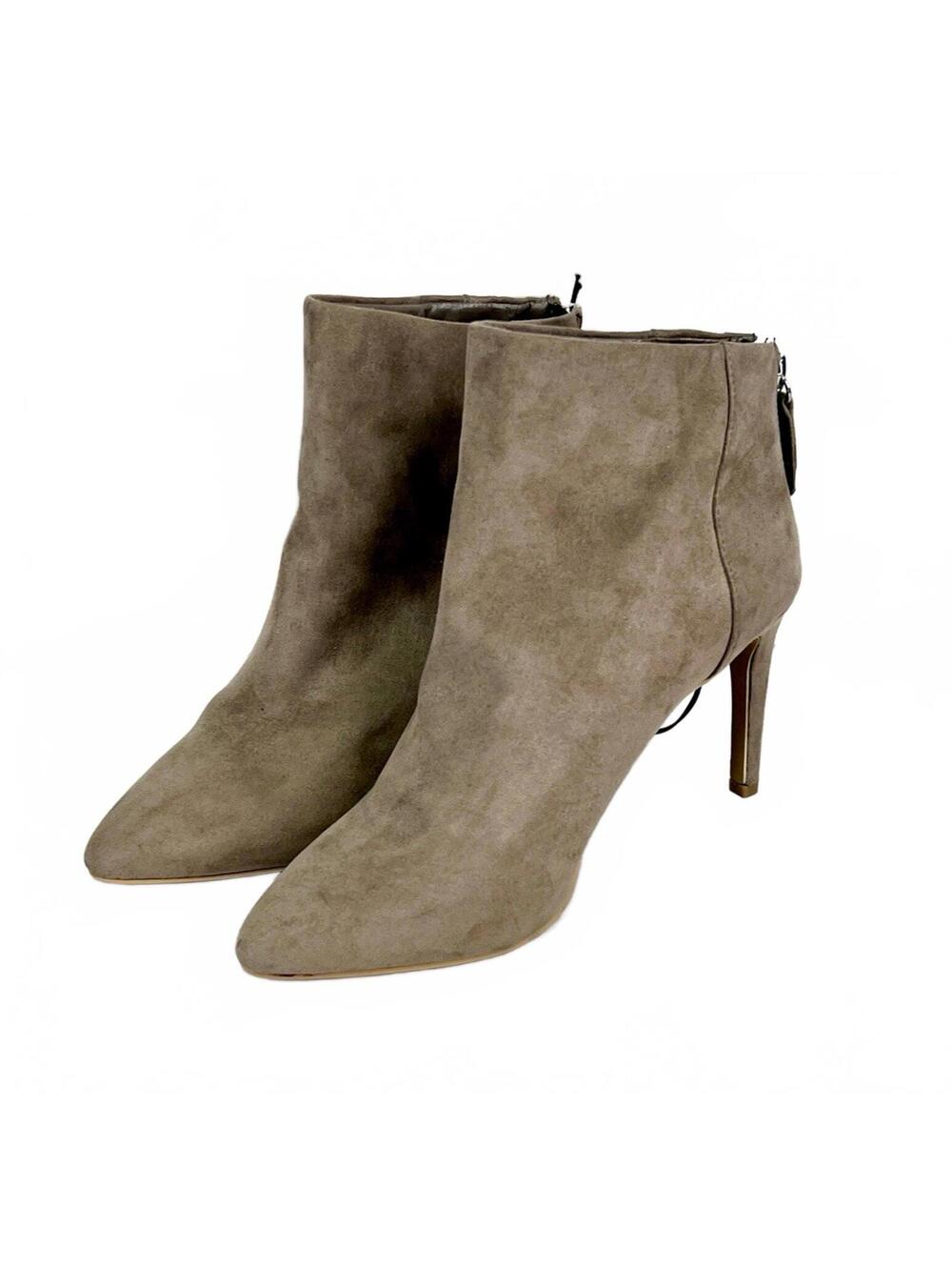 Express Size 7 Faux Suede Ankle Bootie Stiletto High Heel Tan New With Tags